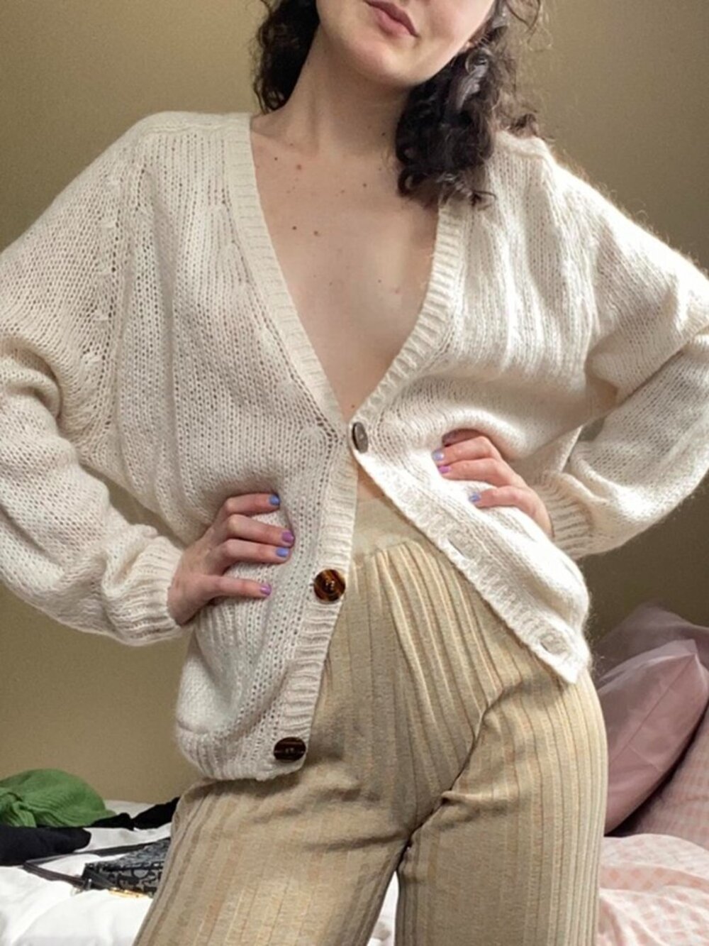 OG American apparel off white angora cardigan
